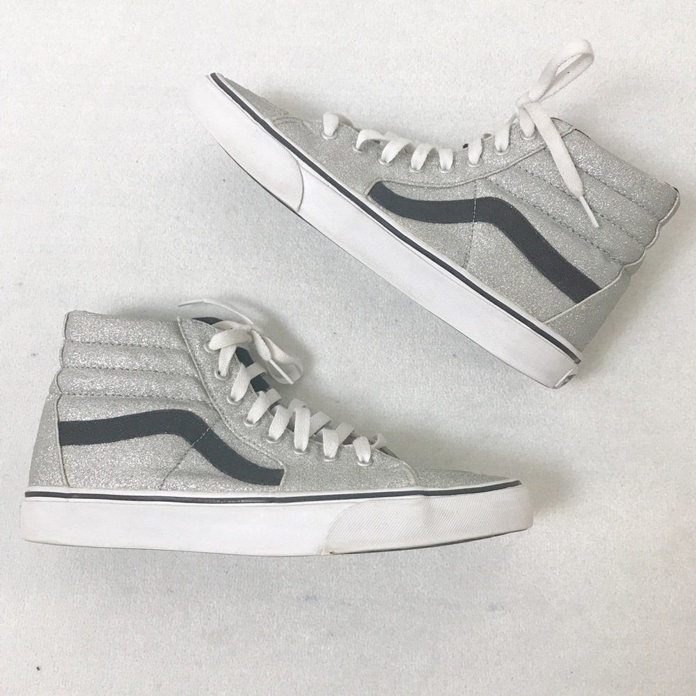 Vans unisex Sk8-Hi Silver Glitter sneakers shoes - Picture 2 of 8